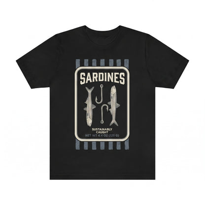 Sardine Fish Graphic Coastal Maritime Ocean Vintage Front Back Print Unisex TShirt