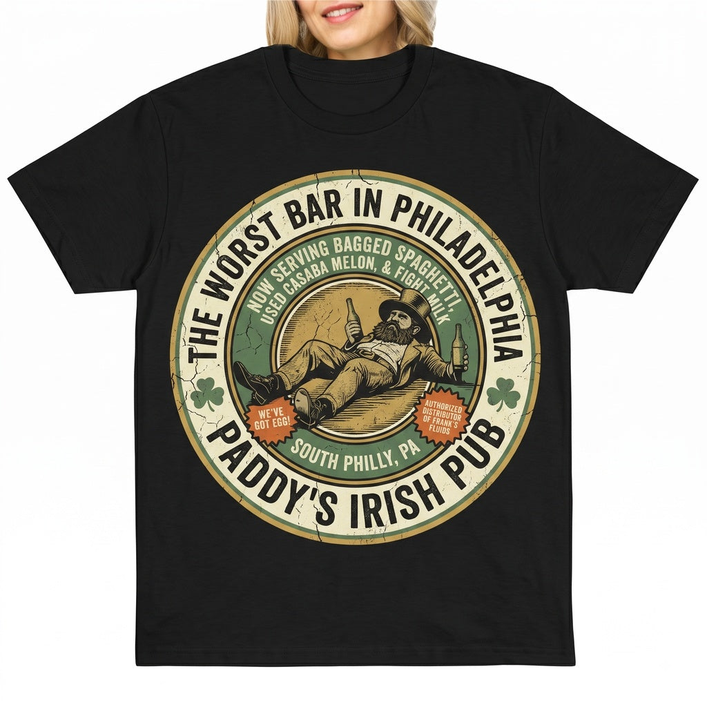 Paddys Pub Saint Patricks Day Funny Philadelphia Sitcom Irish Bar Graphic Top Unisex TShirt