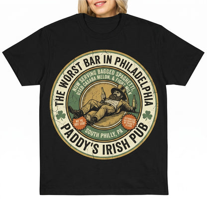 Paddys Pub Saint Patricks Day Funny Philadelphia Sitcom Irish Bar Graphic Top Unisex TShirt