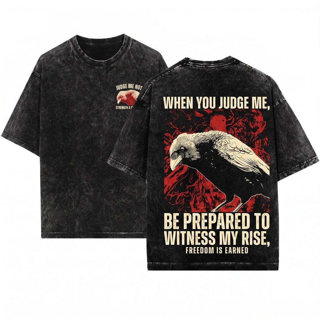 You Are Free To Judge Me Crow Funny Graphic Gothic Dark Bird Vintage Short Sleeve Apparel Unisex Wash T-Shirt