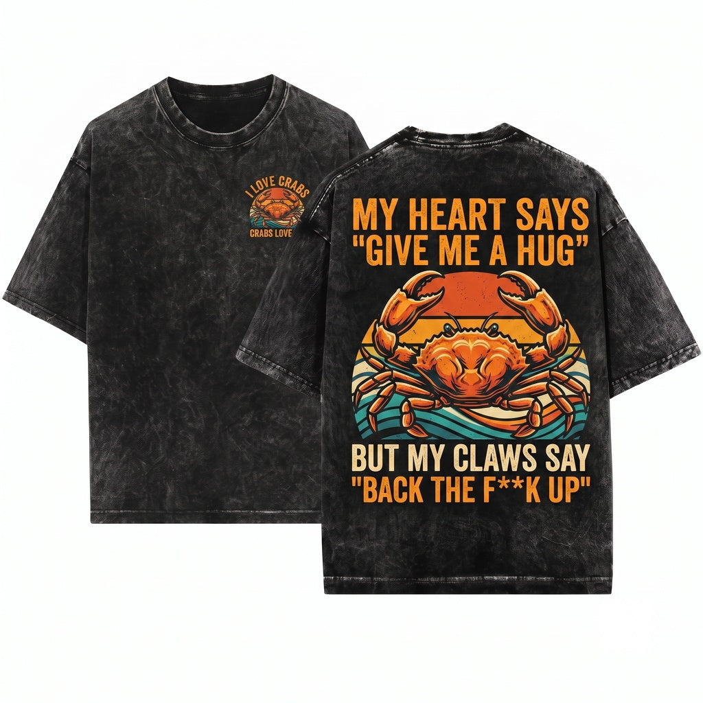 I Love This Animal Crap Crab Vintage Novelty Graphic Unisex Wash T-Shirt