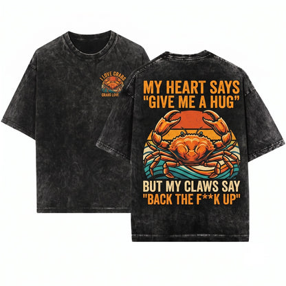 I Love This Animal Crap Crab Vintage Novelty Graphic Unisex Wash T-Shirt