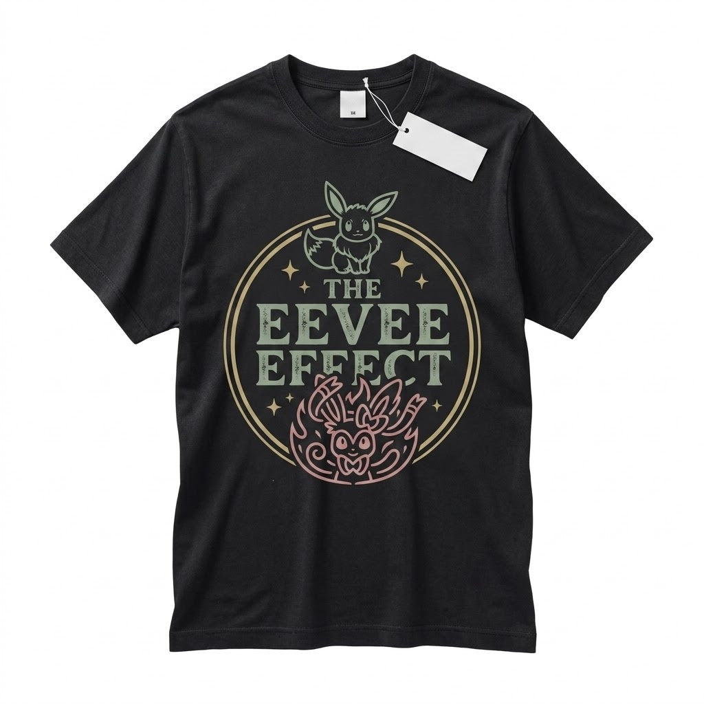 Vintage Sylveon and Eevee Washed Cute Fairy Fox Evolution Graphic Kawaii Anime Oversized Apparel Unisex TShirt