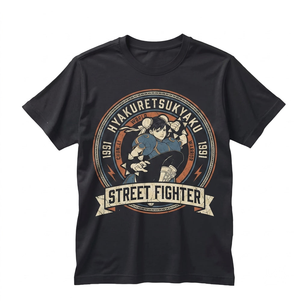 Chun Li Retro Fighting Game Graphic Vintage Anime Waifu Cotton Apparel Unisex TShirt