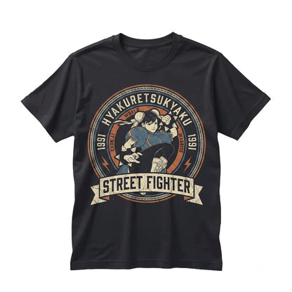 Chun Li Retro Fighting Game Graphic Vintage Anime Waifu Cotton Apparel Unisex TShirt