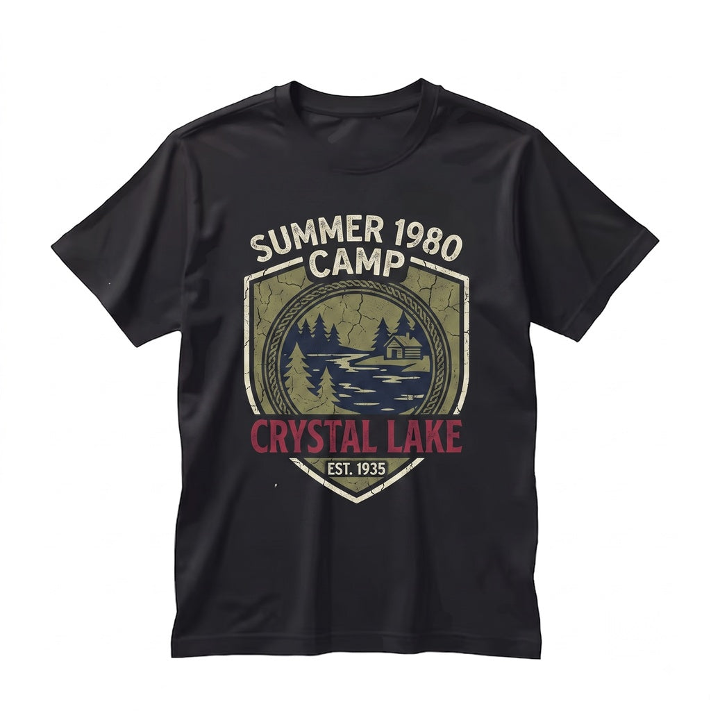 Camp Crystal Lake Retro Horror Movie Graphic Slasher Summer Counselor Costume Unisex TShirt