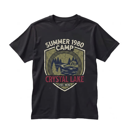 Camp Crystal Lake Retro Horror Movie Graphic Slasher Summer Counselor Costume Unisex TShirt