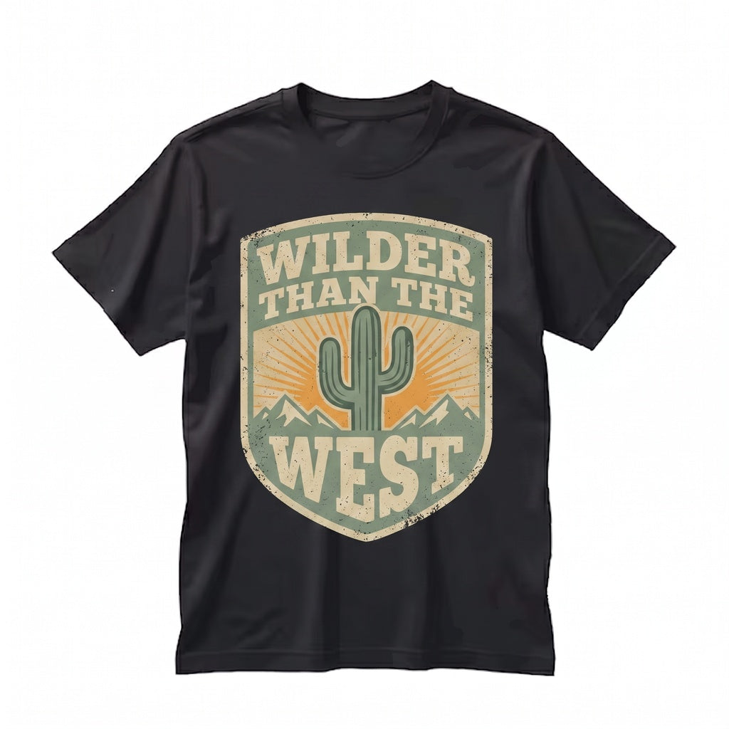 Wild Southwest Desert Vibes Cactus Graphic Rodeo Cowboy Country Music Apparel, Western Life Gift for Adults, Unisex TShirt