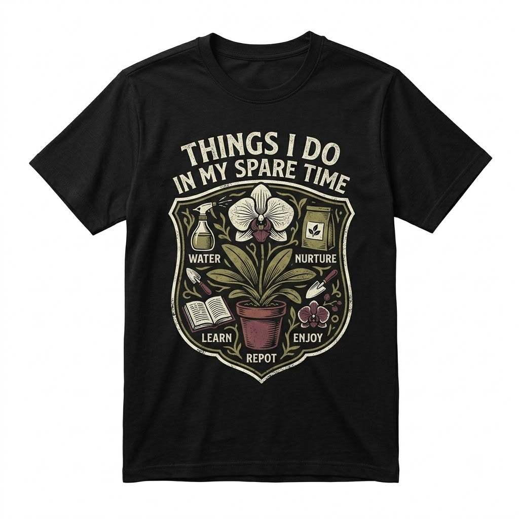 Green Thumb Gift Botanical Gardening Orchid Floral Graphic Illustration Unisex TShirt