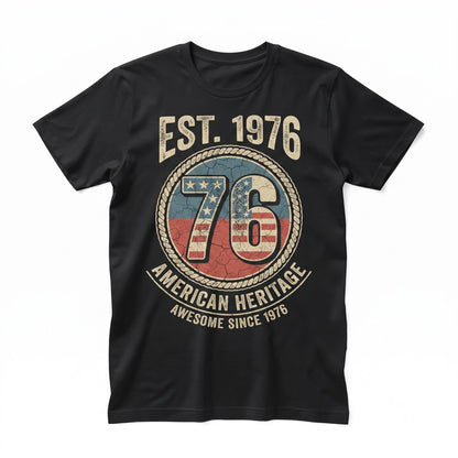 Made in USA 76 Vintage 1976 Birthday Patriotic American Flag 50th Gift Unisex TShirt