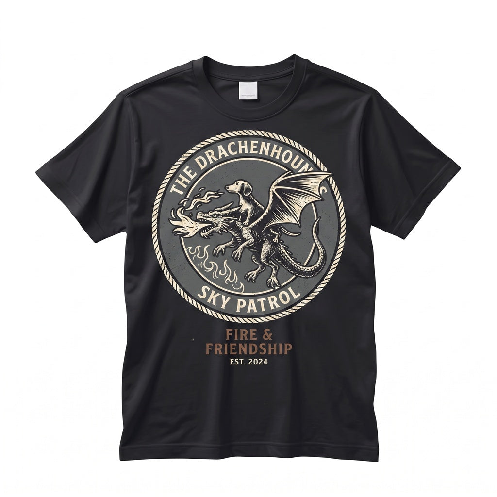 Dachshund Riding Medieval Dragon Vintage Graphic Funny Wiener Dog Animal Fantasy Unisex TShirt