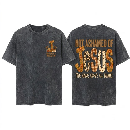 Fall Floral Leopard Gingham Jesus Retro Boho Faith Autumn Thanksgiving Gift Unisex Wash T-Shirt