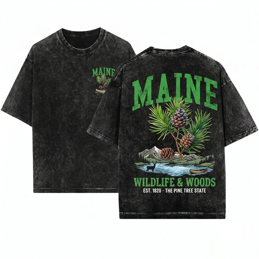 Maine State Flower Botanical Gardening Travel Gift Mother Girlfriend Unisex Wash T-Shirt