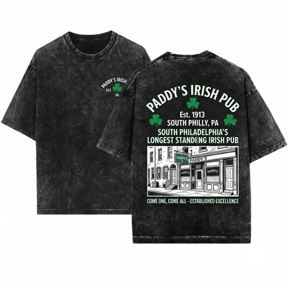 Paddys Bar Logo Crewneck Philadelphia TV Show Fan Apparel Unisex Wash T-Shirt
