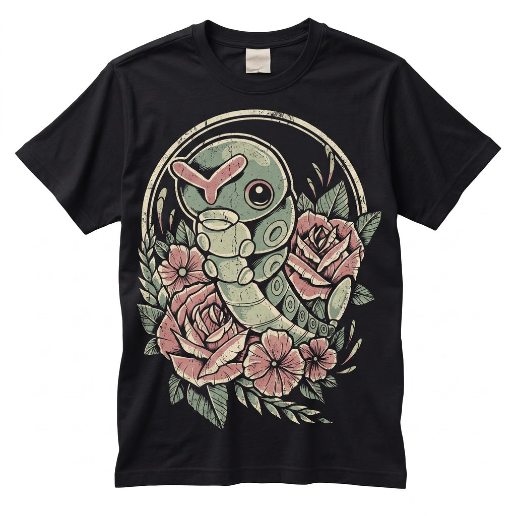 Caterpie Cute Vintage Floral Anime Graphic Sleeveless Bug Retro Y2K Streetwear Top Unisex TShirt