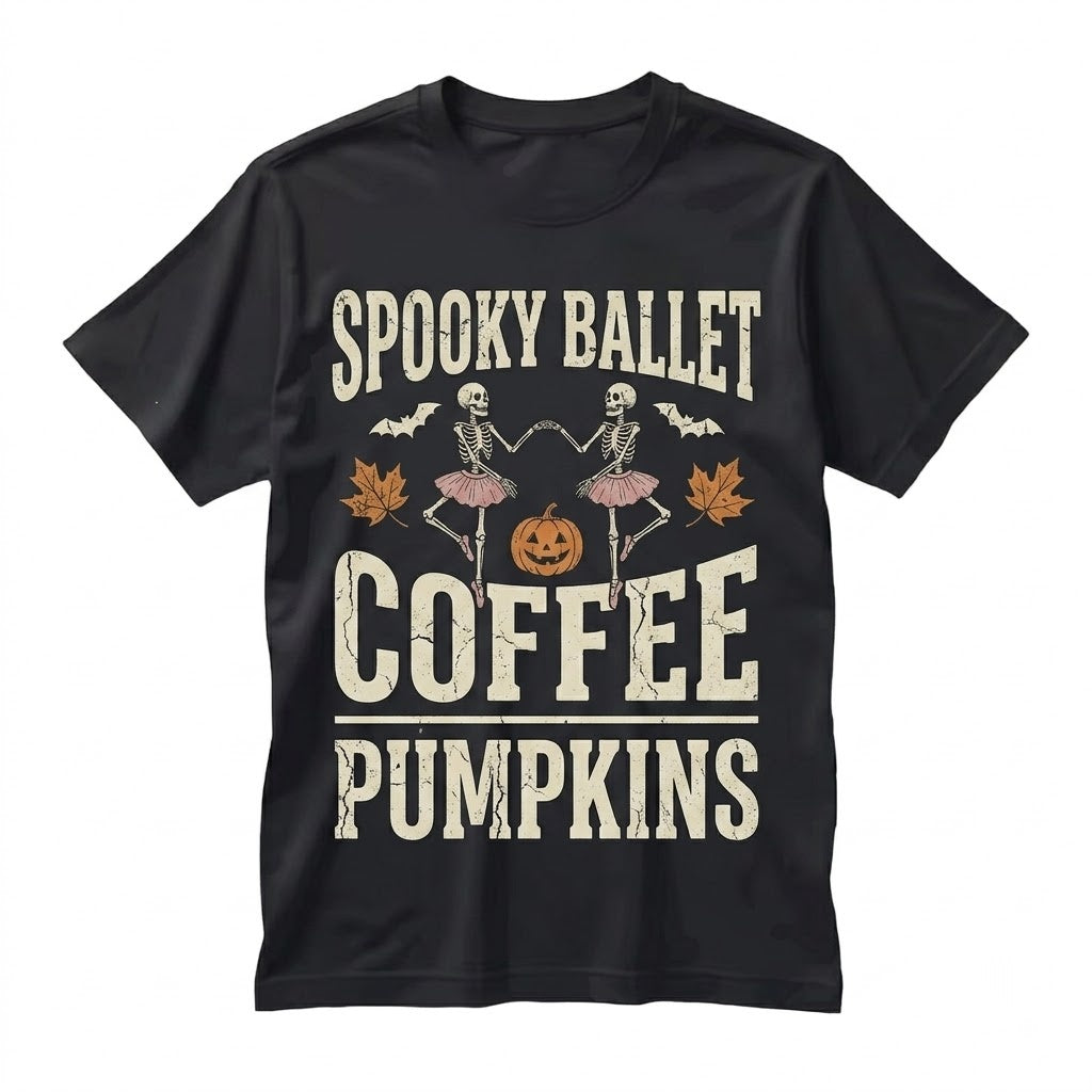 Cute Spooky Dancing Skeleton Ballerina Ballet Fall Halloween Graphic Unisex TShirt