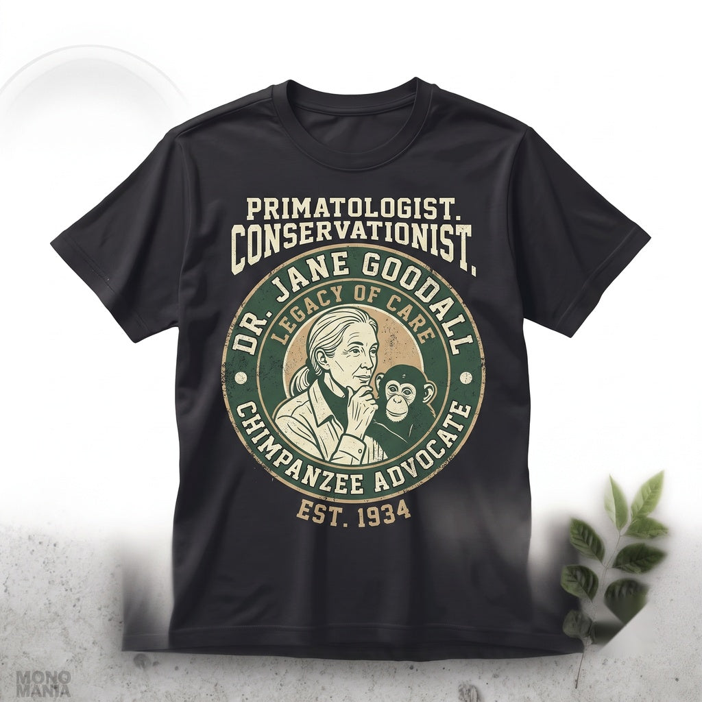 Jane Goodall Memorial Homage Retro 90s Vintage Chimpanzee Primatologist Graphic Tribute Unisex TShirt