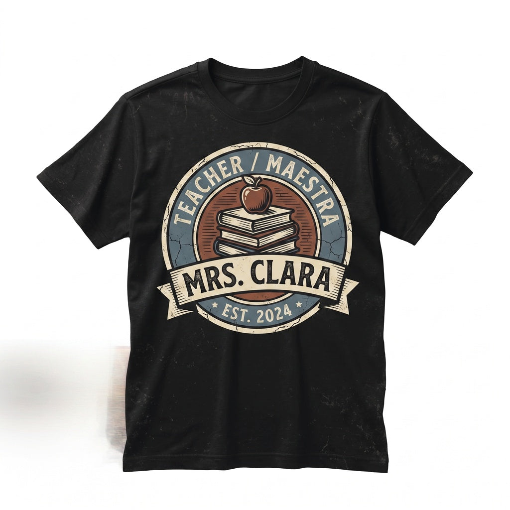 Personalized Maestra Spanish Teacher Gift Custom Bilingual Educator Apparel Graphic Unisex TShirt