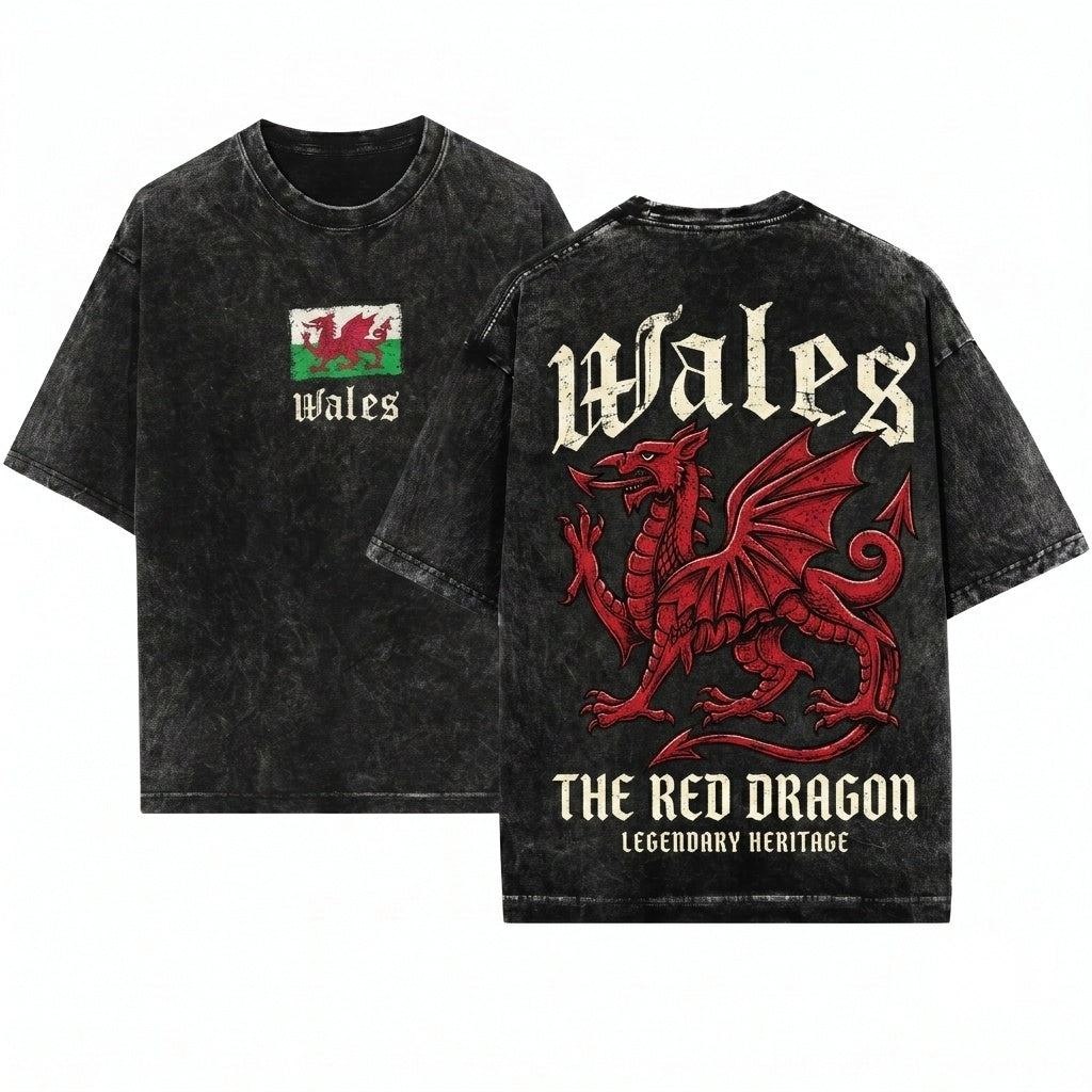 Patriotic Wales Flag Cymru National Welshman Gift Ideas Unisex Wash T-Shirt