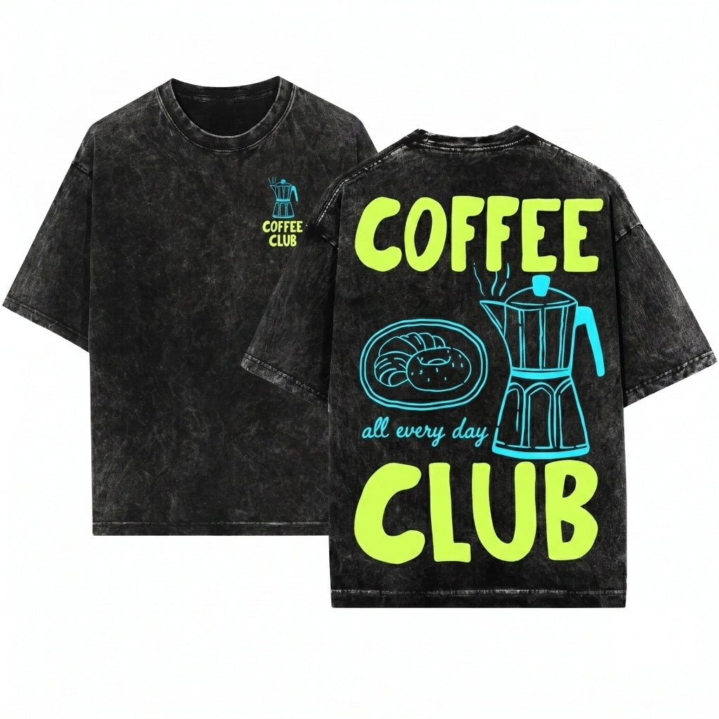 Retro Caffeinated Mama Coffee Club Lover Foodie Aesthetic Gift Unisex Wash T-Shirt