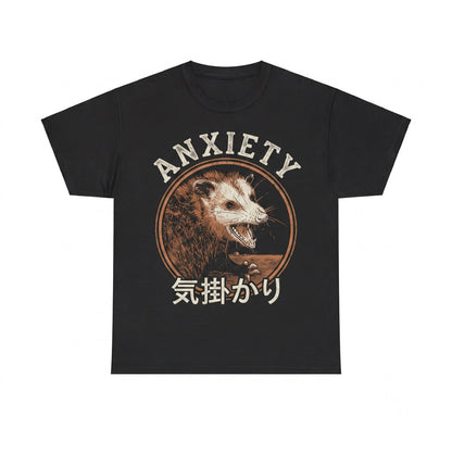 Funny Anxiety Japanese Opossum Graphic Screaming Animal Meme Aesthetic Cotton Unisex TShirt