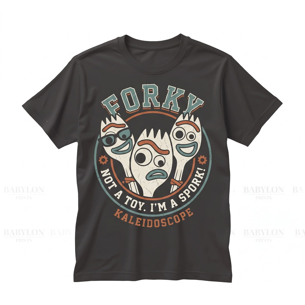 Vintage Forky Animated Spork Retro Character Theme Park Family Vacation Graphic Apparel Unisex TShirt