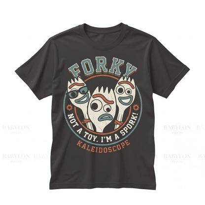 Vintage Forky Animated Spork Retro Character Theme Park Family Vacation Graphic Apparel Unisex TShirt