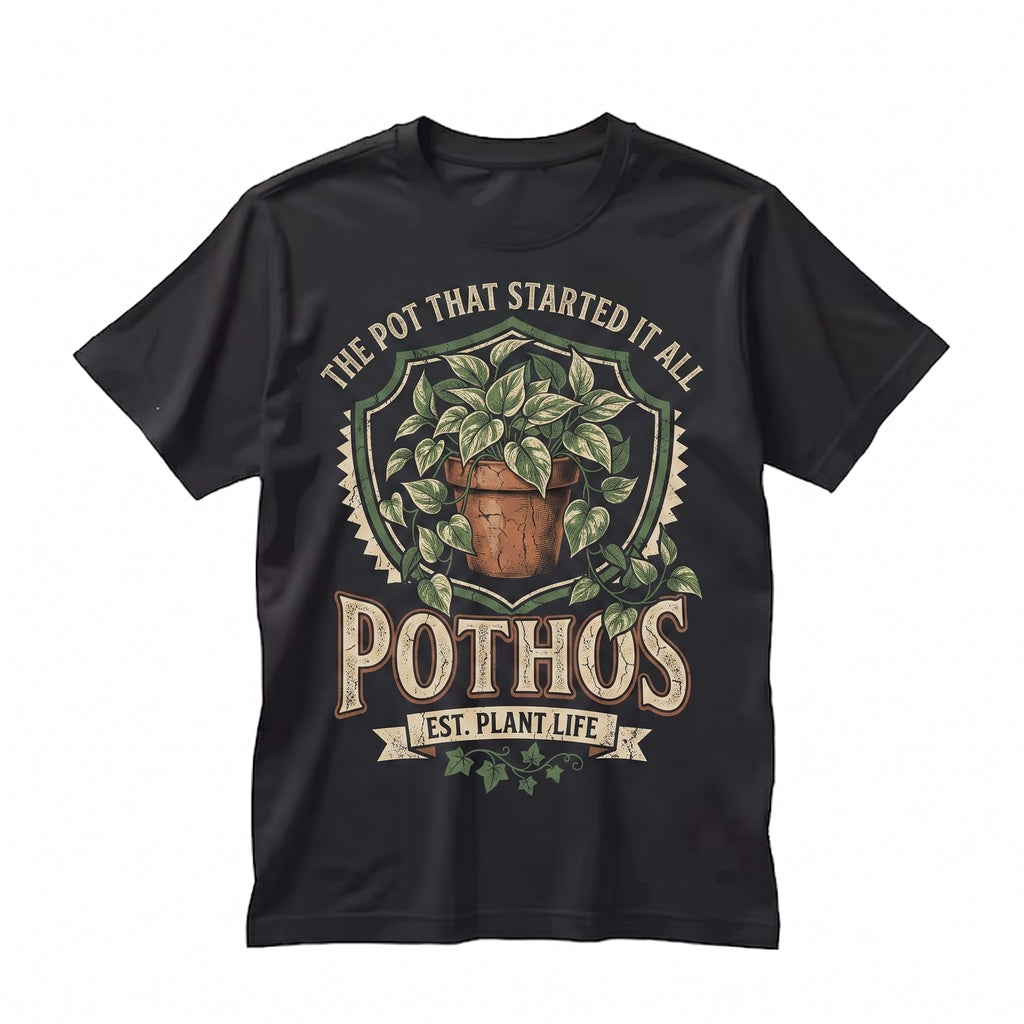 Funny Pothos Indoor Plant Lover Gift, Cute Botanical Graphic for Mom Friend Unisex TShirt