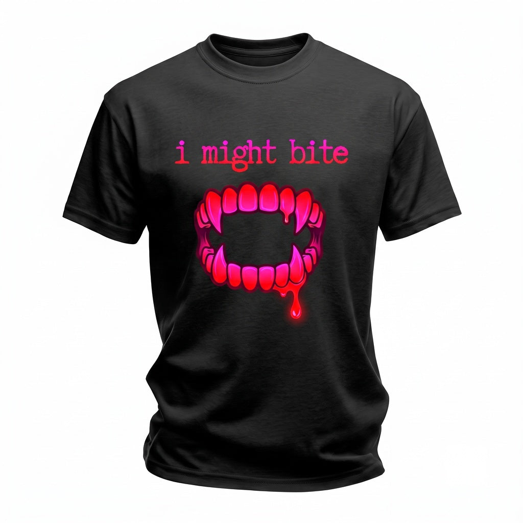 I Might Bite Sarcastic Attitude Minimalist Text Graphic Unisex TShirt