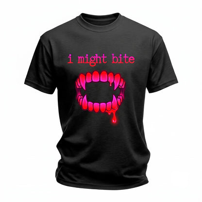 I Might Bite Sarcastic Attitude Minimalist Text Graphic Unisex TShirt