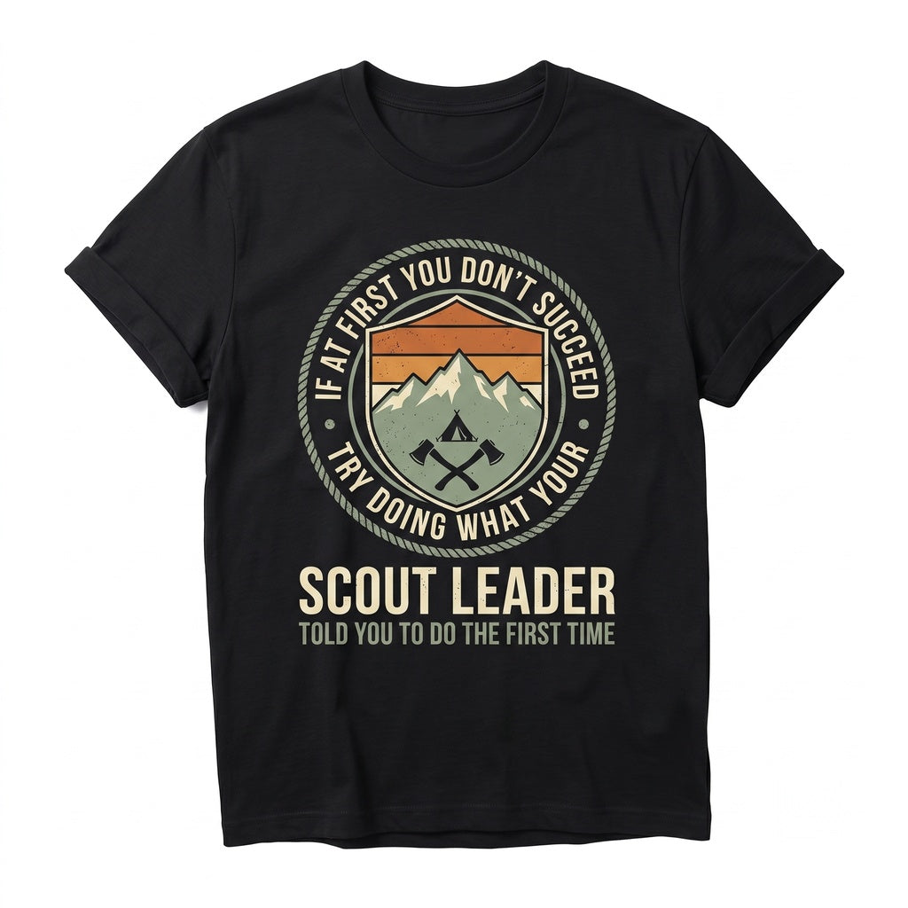 Funny Vintage Scout Leader Camping Outdoor Adventure Hiking Graphic Nature Lover Birthday Present Men Women Unisex TShirt