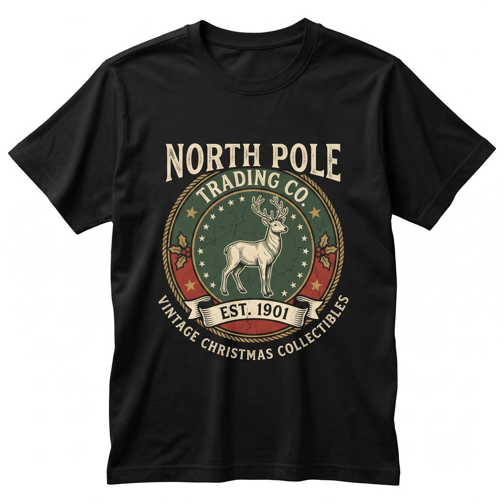 Vintage Retro Santa Reindeer Cozy Winter Holiday Graphic Christmas Collage Gift Unisex TShirt