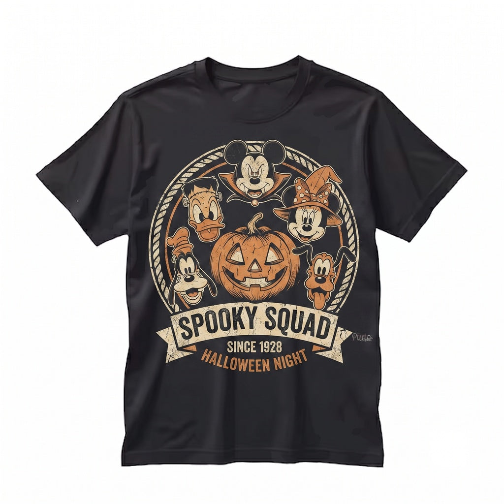 Retro Mouse and Friends Halloween Balloon Vacation Signatures Graphic Unisex TShirt