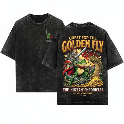 Huzzah Frog Embroidered Gildan 18000 Funny DnD Renaissance Faire Medieval Fantasy Gamer Gift Unisex Wash T-Shirt