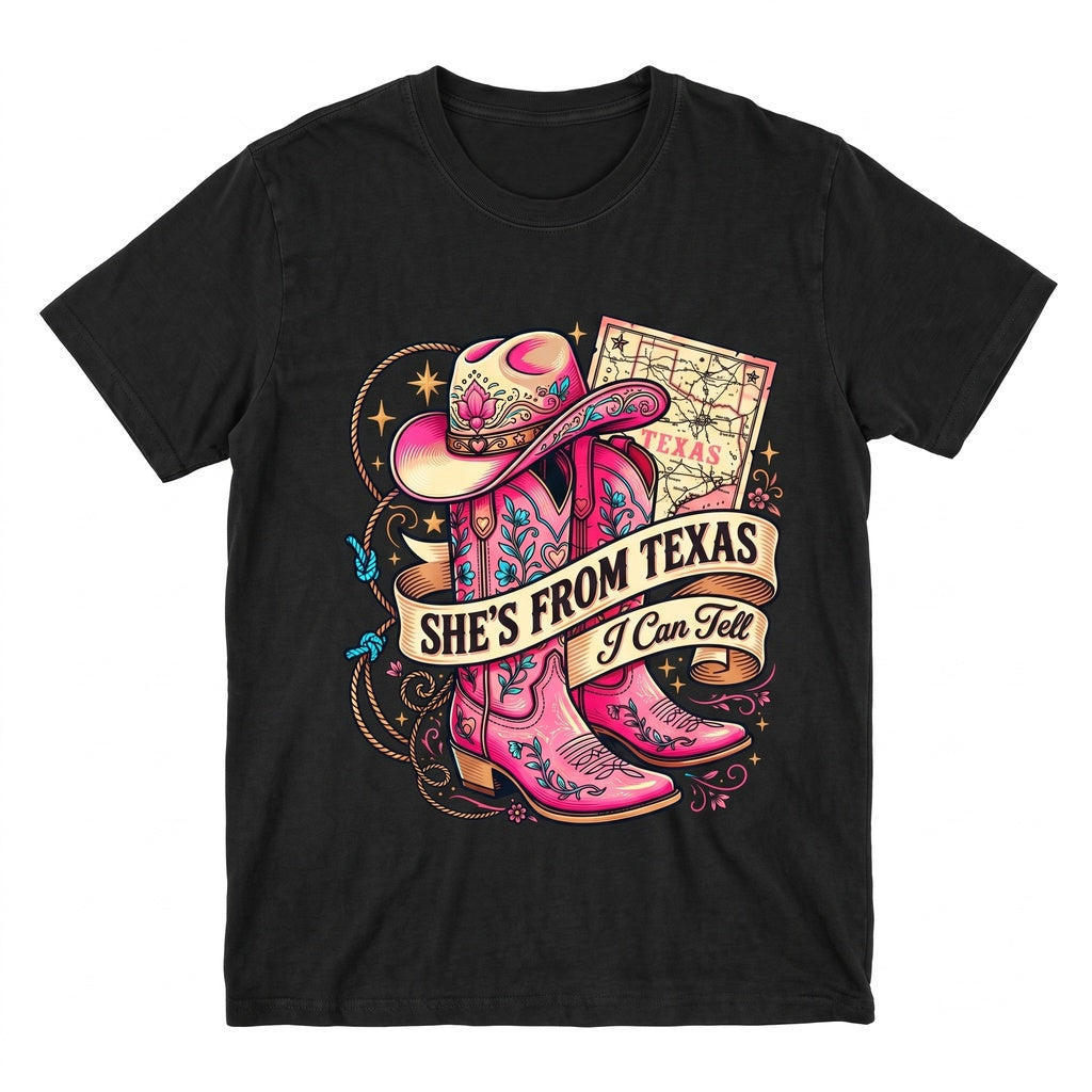 Shes From Texas Retro Girl Southern State Pride Gift Unisex TShirt