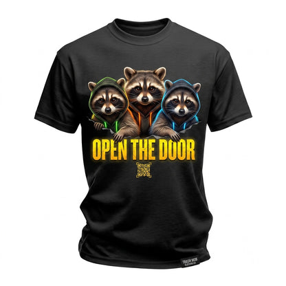 Open Door Raccoon Funny Security Camera Trash Panda Hooded Meme Unisex TShirt