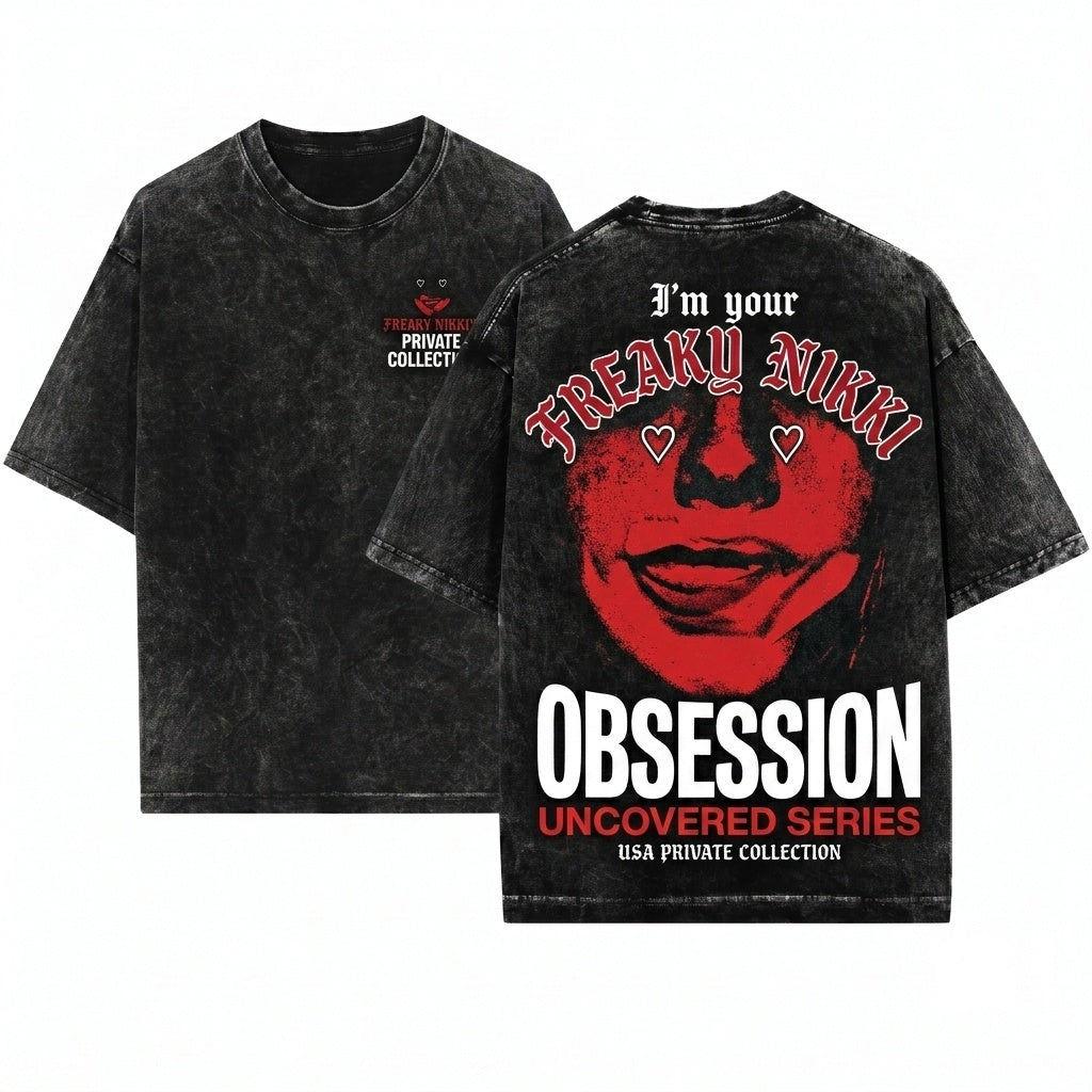 Freaky Nikki Horror Movie Graphic Obsession Creepy Film Merch Vintage Unisex Wash T-Shirt