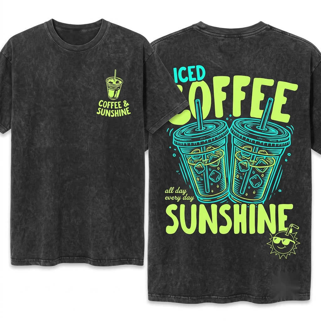Iced Coffee Sunshine Back Design Summer Vibes Lover Gift Unisex Wash T-Shirt