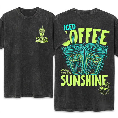 Iced Coffee Sunshine Back Design Summer Vibes Lover Gift Unisex Wash T-Shirt