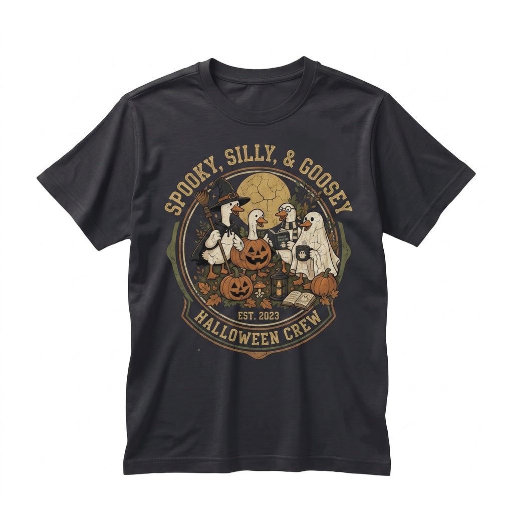 Halloween Ghost Silly Goose Spooky Fall Pumpkins Unisex TShirt