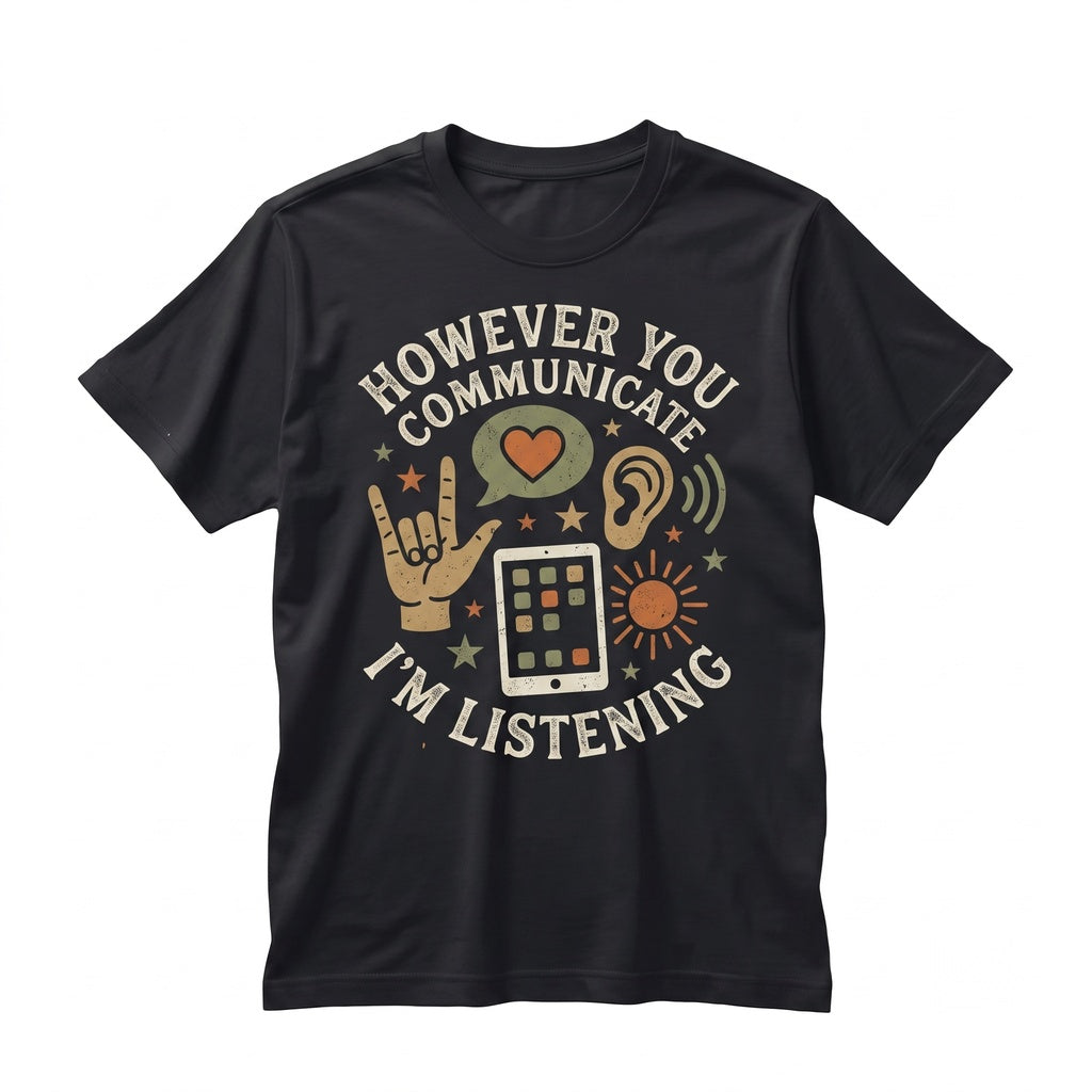 However You Communicate Im Listening Speech Language Pathologist SLP Mental Health Awareness Gift Unisex TShirt