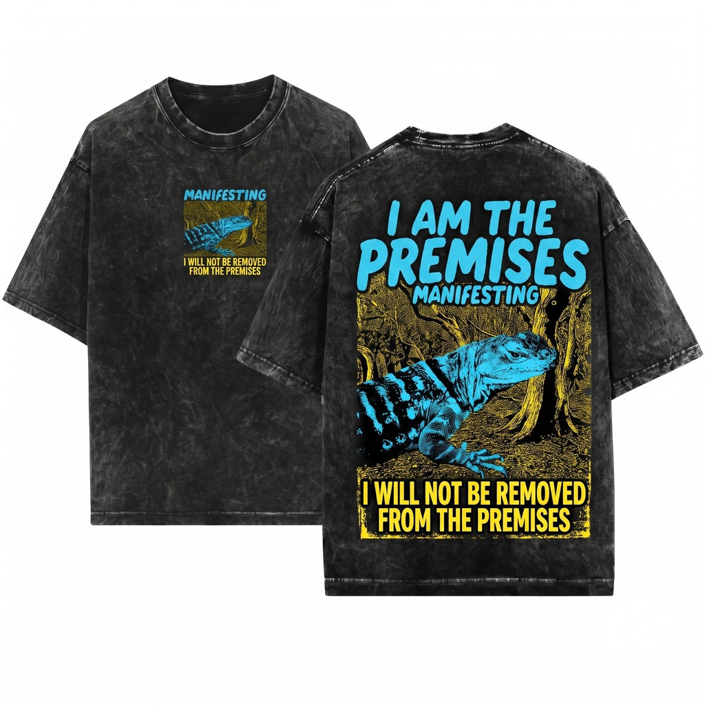 Manifesting I Will Not Be Removed From The Premises Funny Vintage Japanese Lizard Graphic Unisex Wash T-Shirt