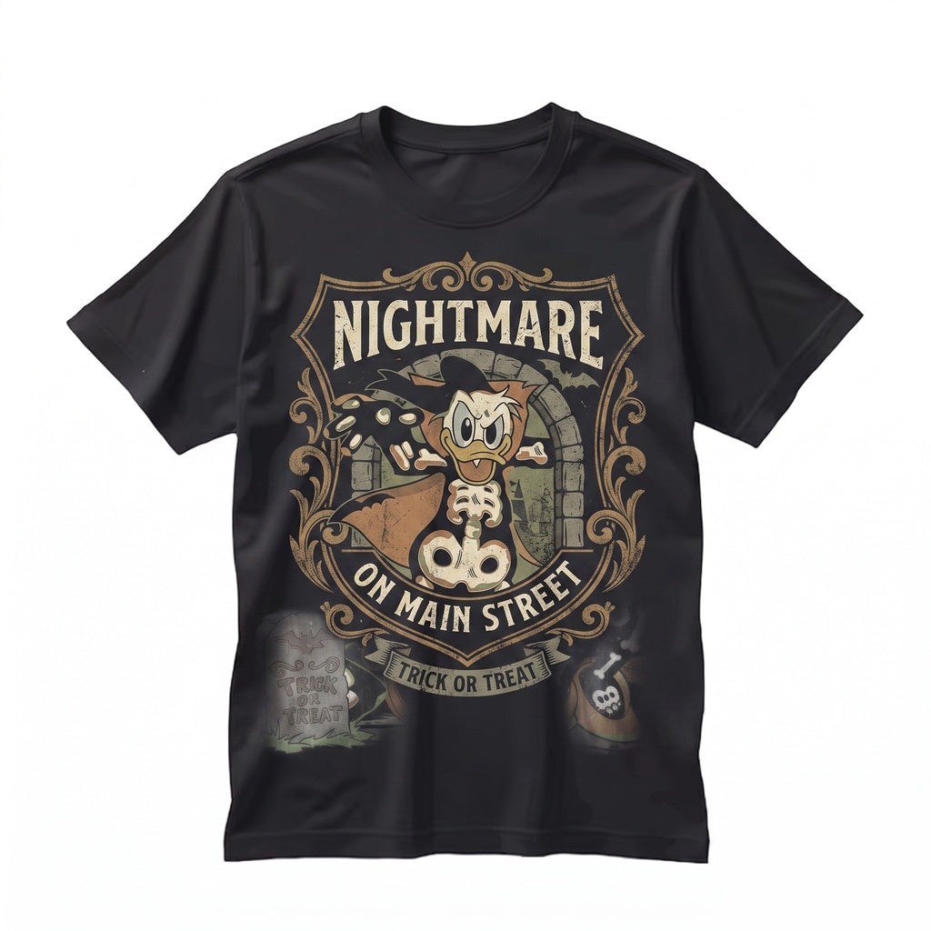 Retro Duck Couple Skeleton Halloween 2026 Spooky Theme Park Fall Trick Or Treat Matching Gift Unisex TShirt