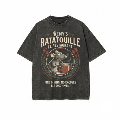 Oversized Remy Paris Chef Rat 2007 Movie Poster Graphic Foodie Vintage Cotton Top Unisex TShirt