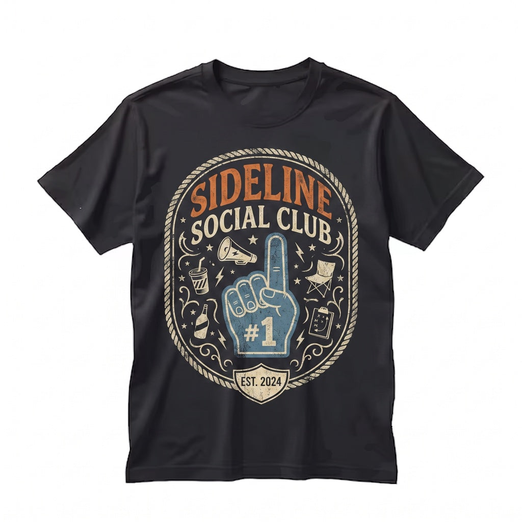 Sideline Social Club Baseball Sports Mama Soccer Softball Football Season Gameday Mom Unisex TShirt
