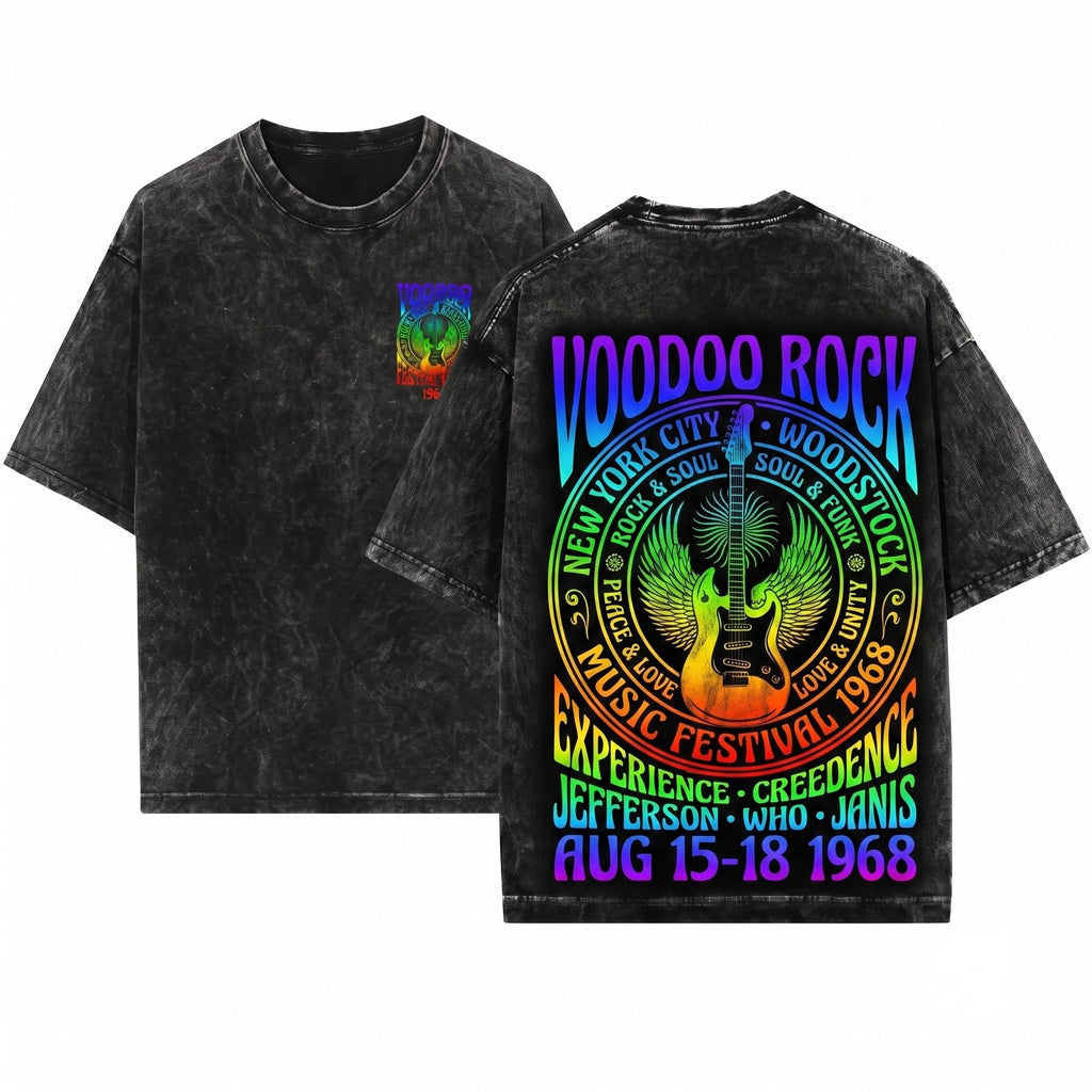 Voodoo Rock Concert Music Retro Unisex Wash T-Shirt