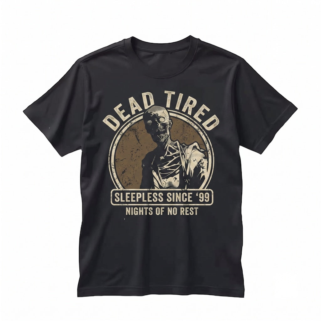 Dead Tired Zombie Graphic Vintage Gothic Horror Undead Retro Distressed Apparel Unisex TShirt