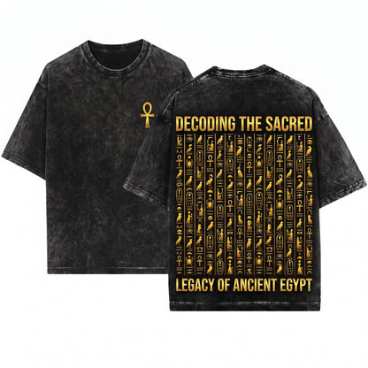 Egyptian Hieroglyphics Ancient Egypt Pharaoh Symbols Archaeology History Culture Graphic Gift Apparel Unisex Wash T-Shirt