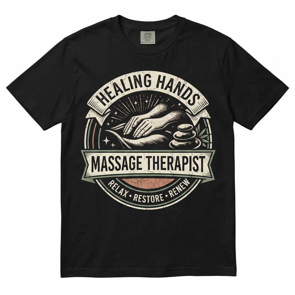 Massage Therapist Aesthetic Spa Wellness Gift Relax Restore Renew Zen Mindful Healing Hands Unisex TShirt