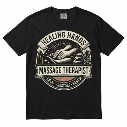 Massage Therapist Aesthetic Spa Wellness Gift Relax Restore Renew Zen Mindful Healing Hands Unisex TShirt